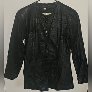 Vintage Wilsons Suede & Leather Embossed Black Jacket Women’s M Made in Korea